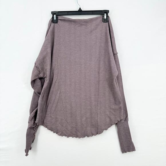 Project Social T Sweater Women Size Medium Wide Neck Waffle Knit Curved Hem - Picture 5 of 7